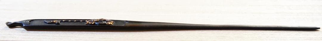 【 赤銅魚子地 祝飾図笄 】鍔 鐔 笄 日本刀 刀装具 武具 骨董 アンティーク