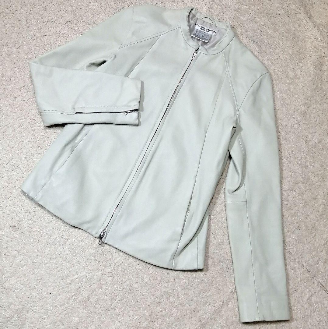 ☆キャサリンハムネットロンドン☆シングルライダースジャケット M 羊