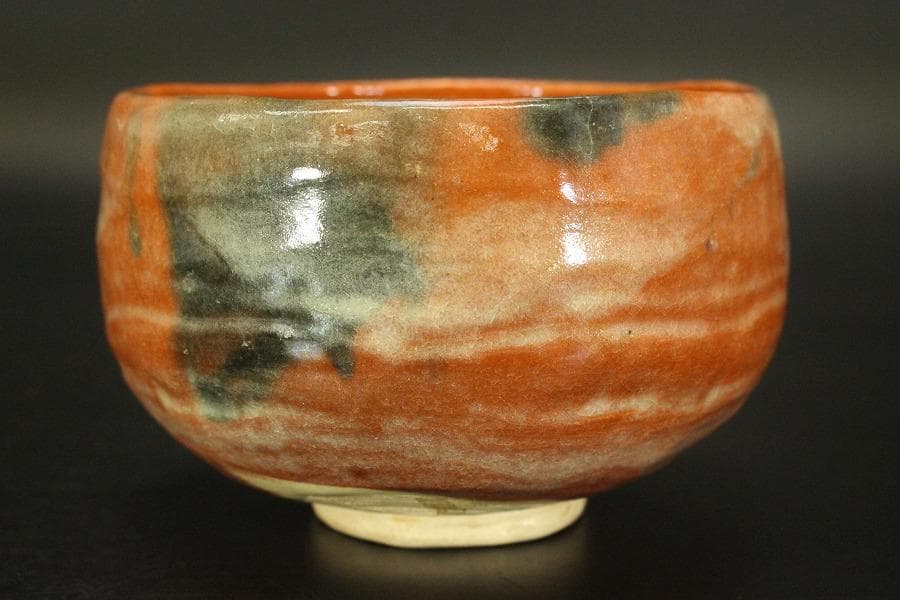 茶道具 不二見焼 赤茶碗 四世 不二山人 共箱(メ1486)