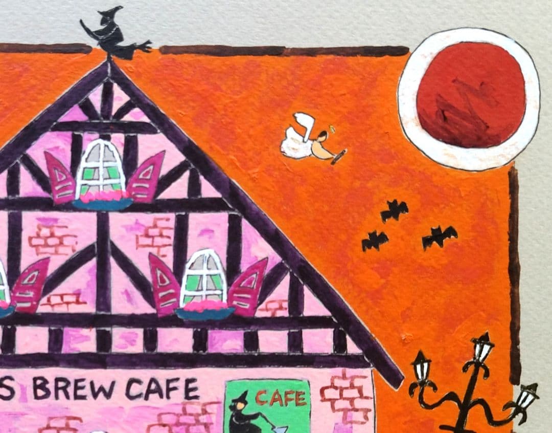 奥村ユズル　水彩画原画　魔女カフェ