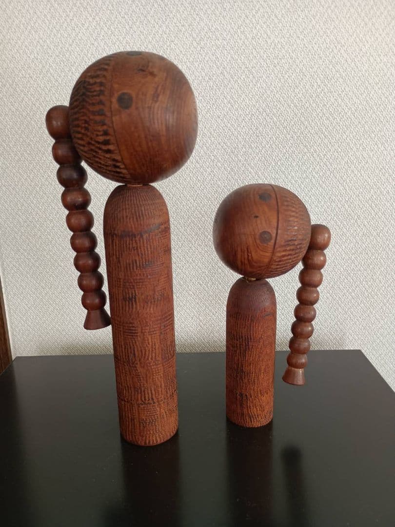 希少】石原日出男 創作こけし『ふたり』 底印あり ペア