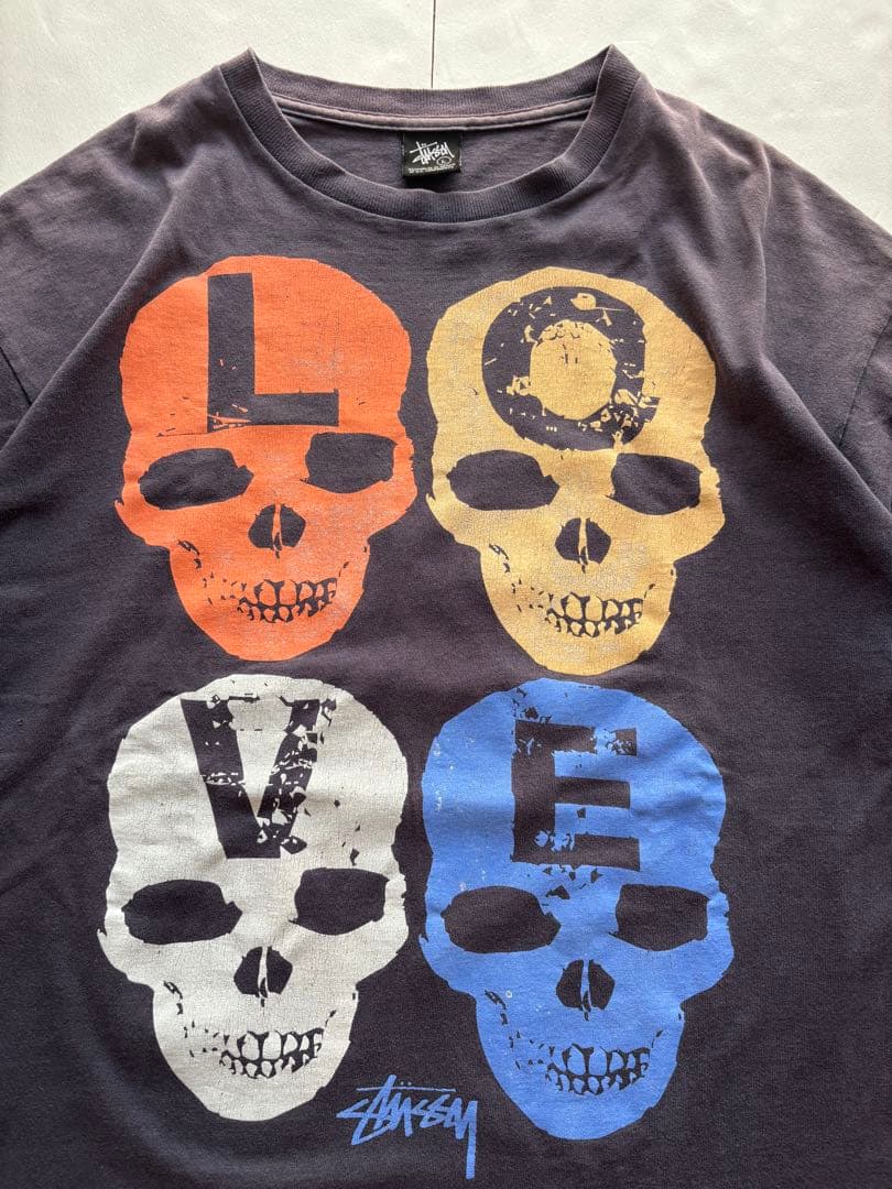 old stussy 90s 00s love hate バンドT スカル 入手困難】00'stussy