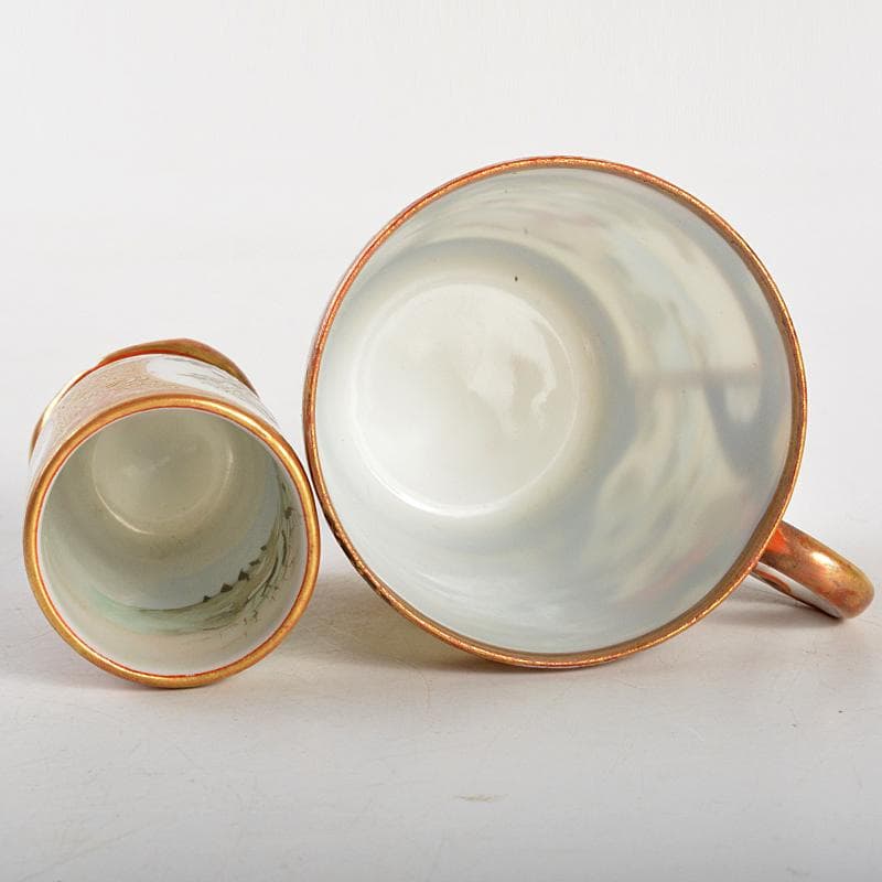 九谷焼 色絵金彩 加賀国 デミカップ 谷口製 酒杯 2点 合せ箱 V R7000