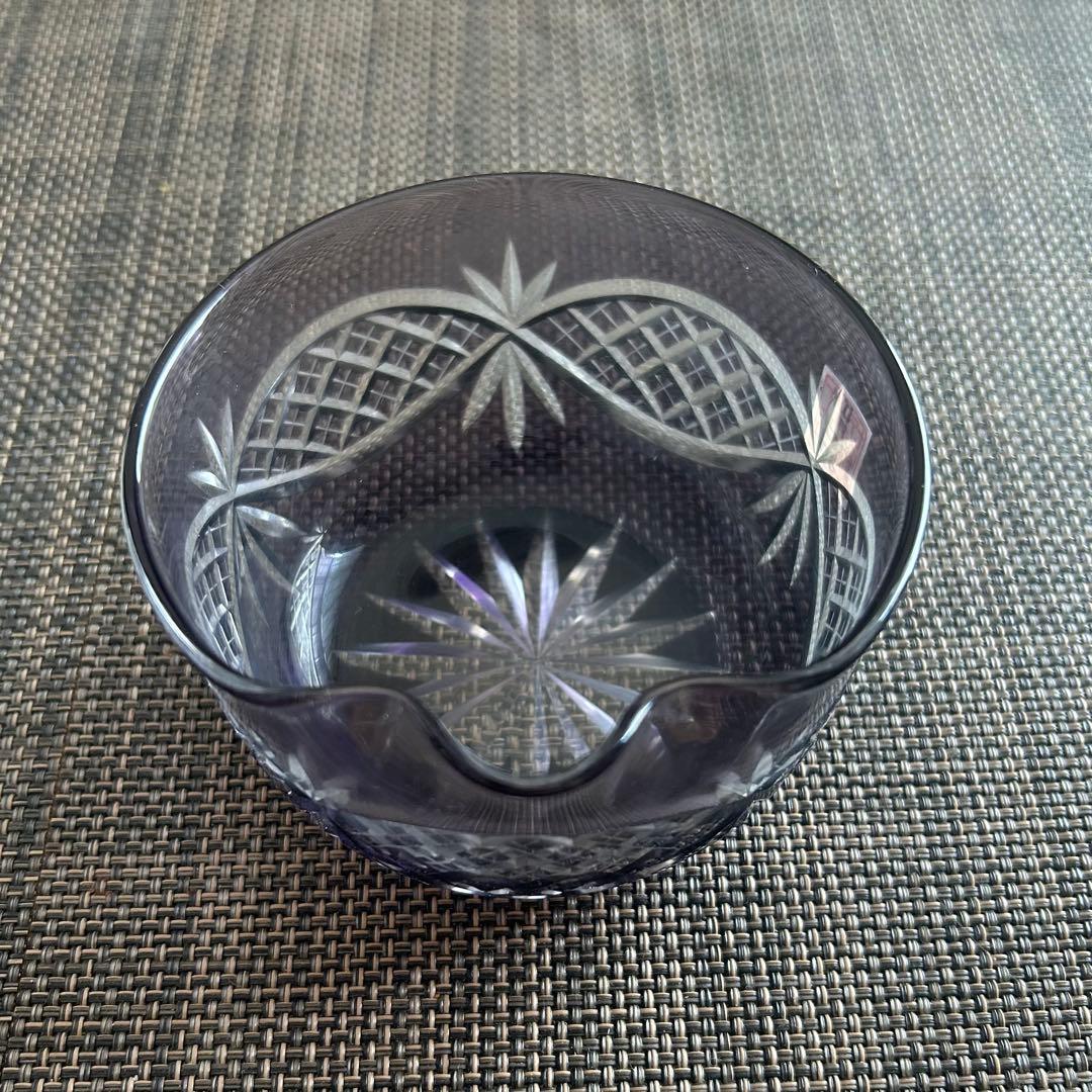 新品未使用】江戸切子 小鉢 食器 紫 大友精三 作家 東京都伝統工芸