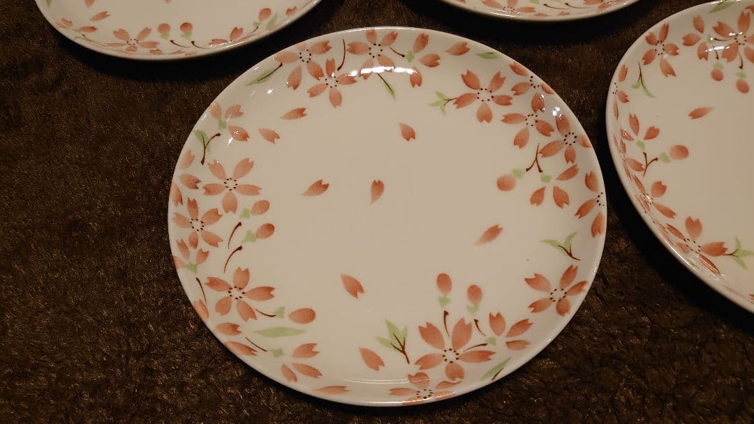 古伊万里　伊万里　色絵　桜の図　中皿　菓子皿　５客