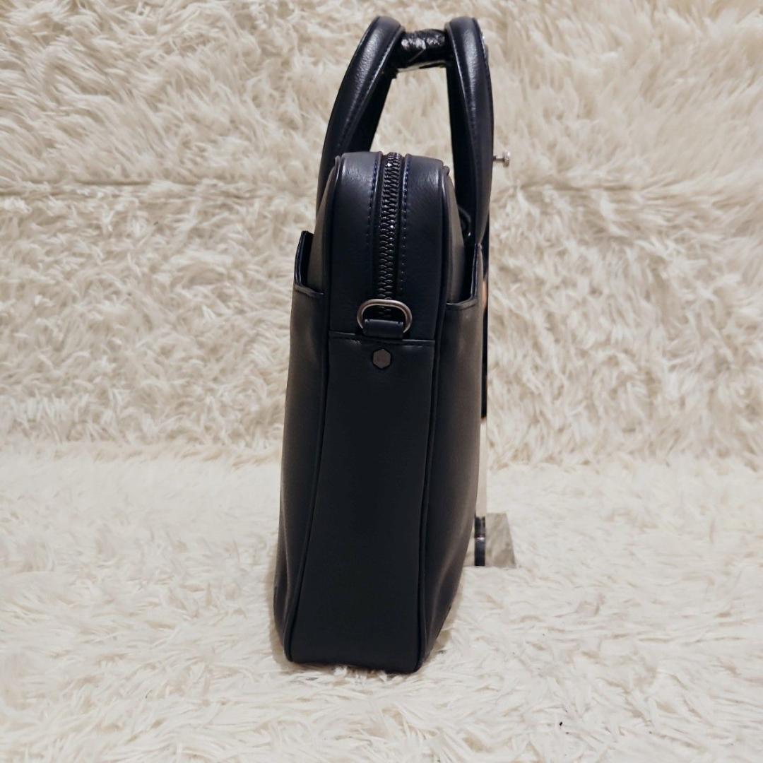 極美品 ランバン ビジネスバッグ A4可 オールレザー ネイビー PC収納 紺