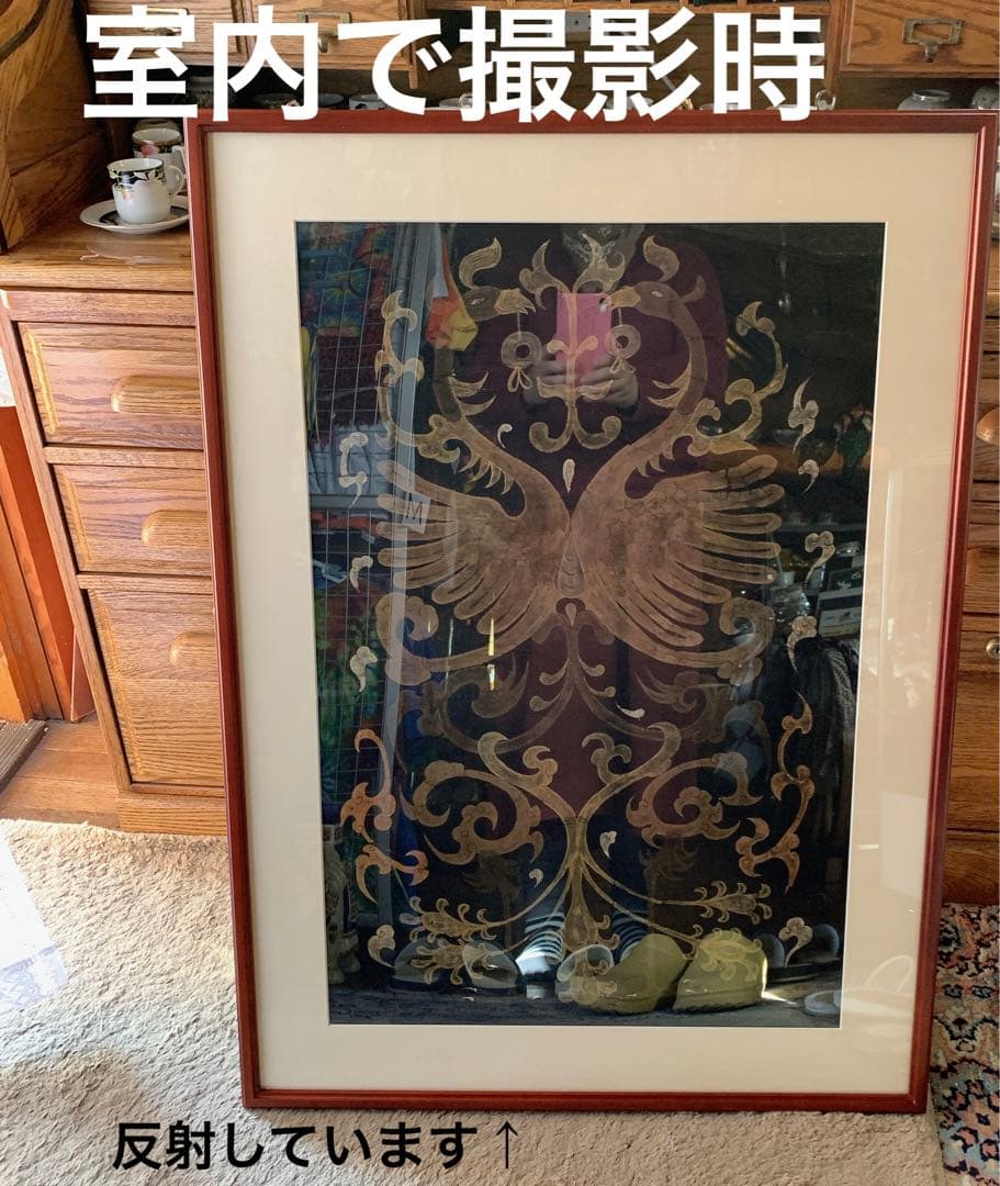 鳳凰　絹　シルク　祖国　漢代　双鳳文　双鳳紋　絵画　中国　骨董品　アンティーク