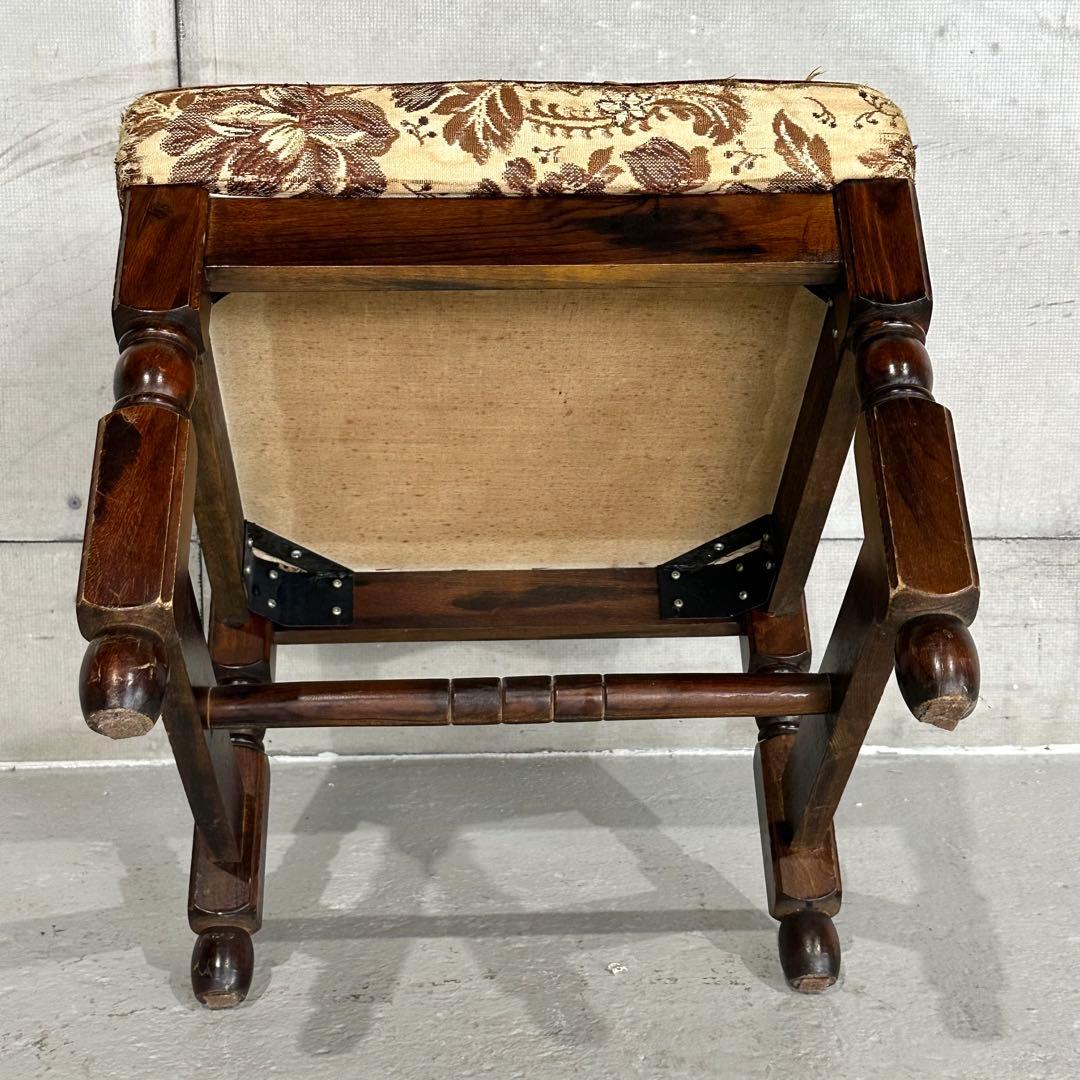 ✦80s✦昭和レトロ ゴブラン織 ヴィンテージ スピンドルチェア 木製 古