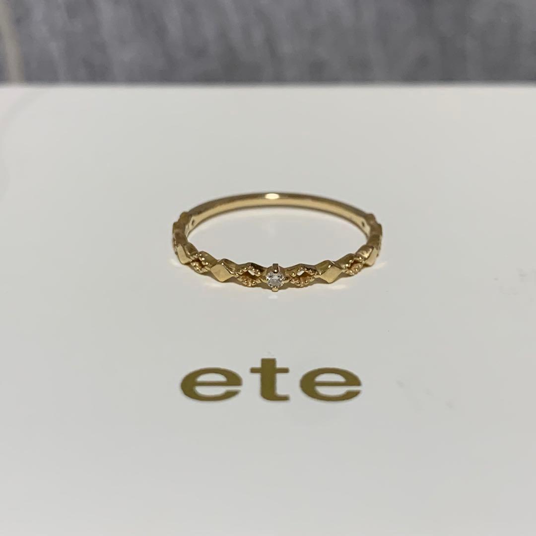 【人気】jouete k10 YGレイヤード ダイヤモンド リング 9号 透かし