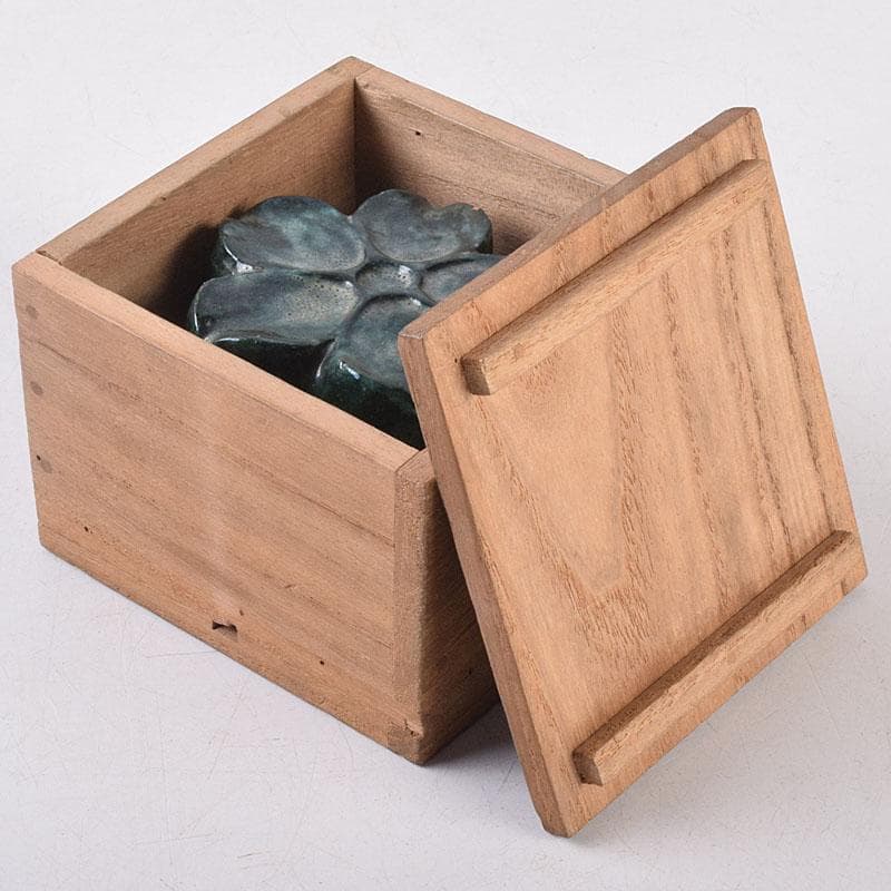 茶道具 色絵 桔梗形 香合 在銘 花押付時代箱 C R9022