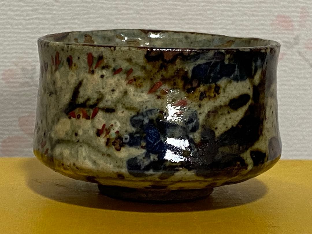 ♦犬山焼 雲錦手 竹節高台 酒器 ぐい呑み 大正〜 明治時代 古美術品 骨董品