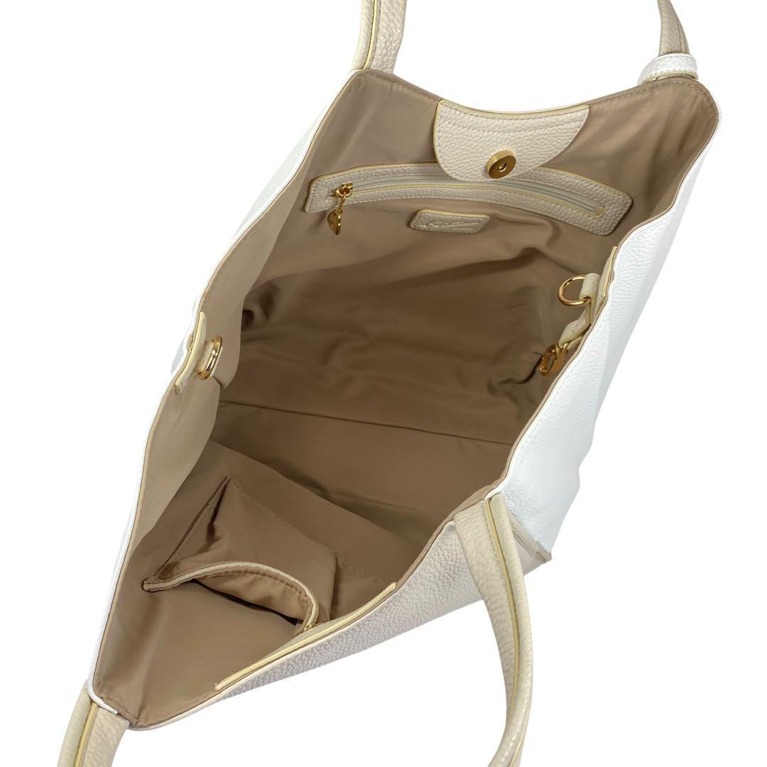 【美品】 Kitamura キタムラ ショルダーバッグ シボ革 ベージュ レザー