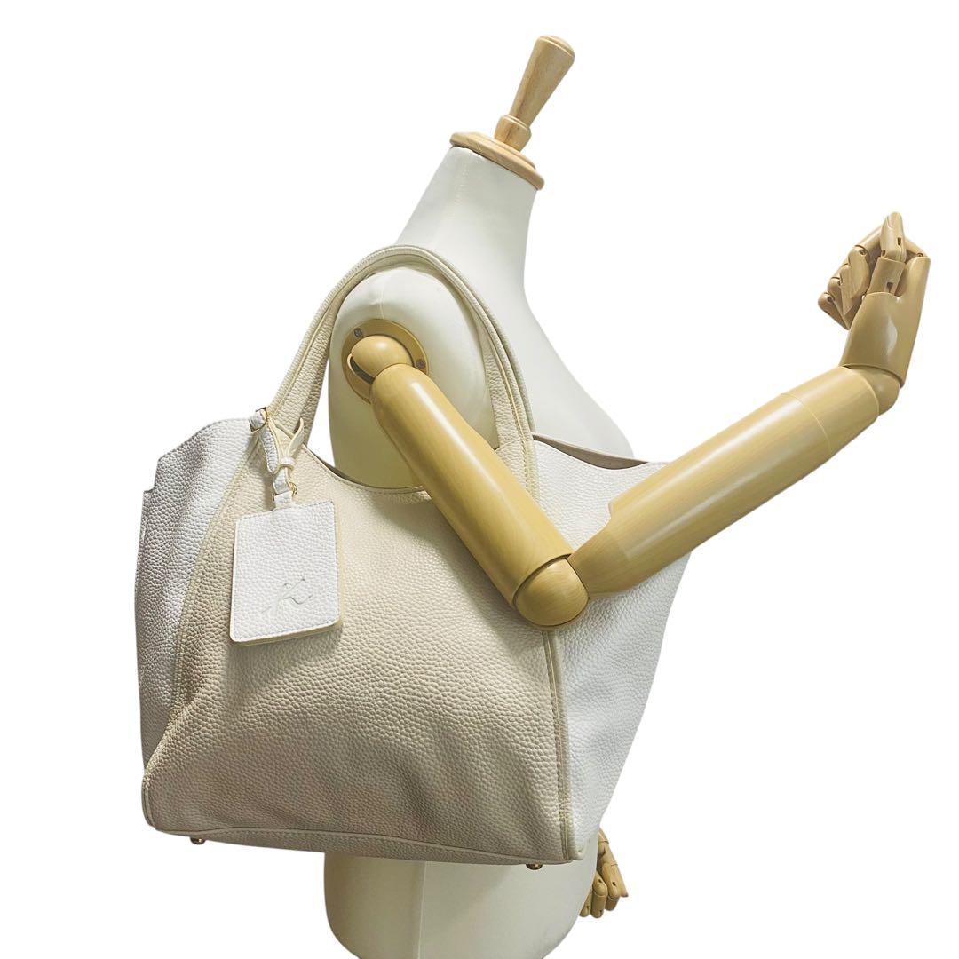 【美品】 Kitamura キタムラ ショルダーバッグ シボ革 ベージュ レザー