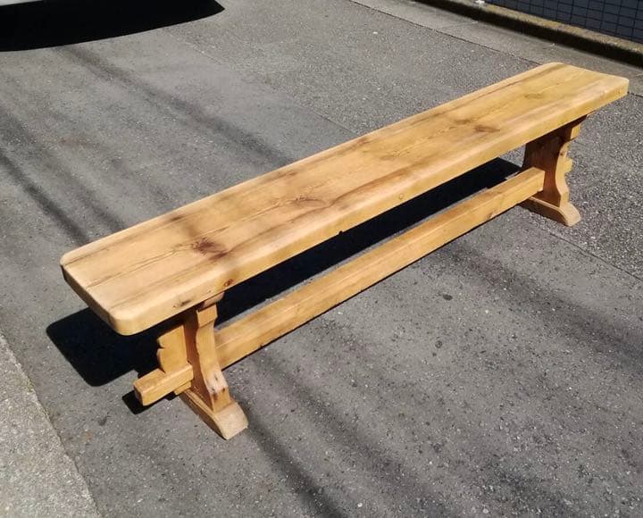 引き取り限定】木製ベンチ 長椅子 くさび 椅子・チェア