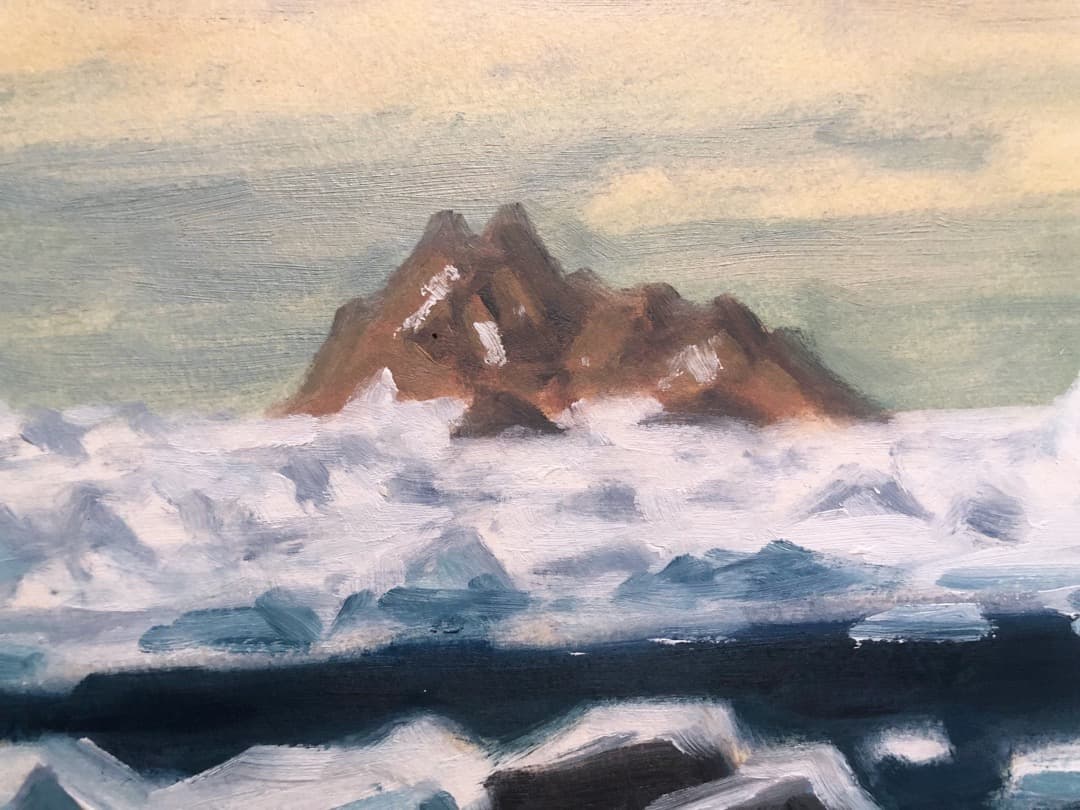 真作保証 坂本直行 流氷（北海道知床斜里町）油彩 六花亭 絵画