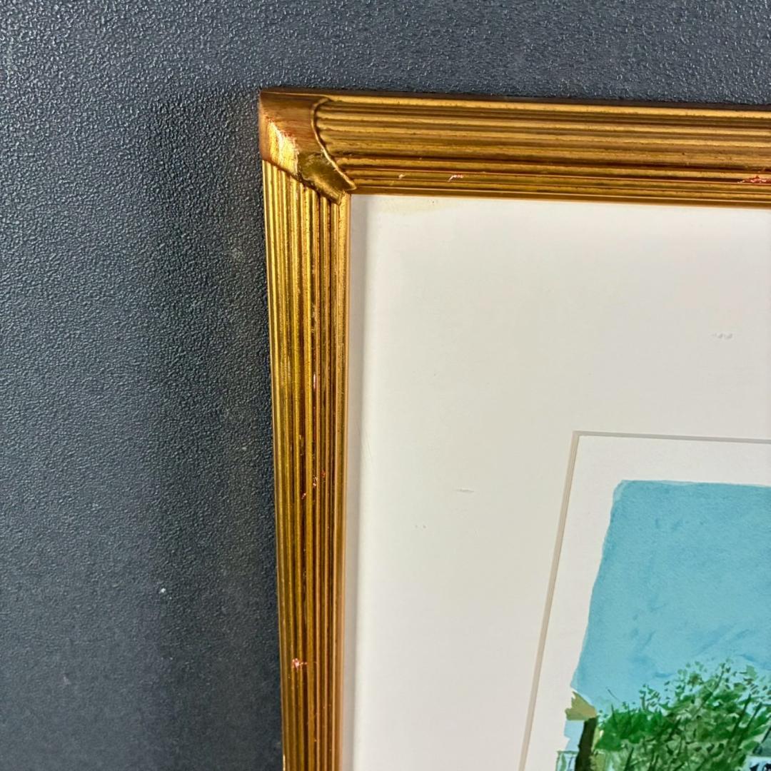 児玉幸雄「村の朝市」リトグラフ 直筆サイン有 お洒落な額装 パリ