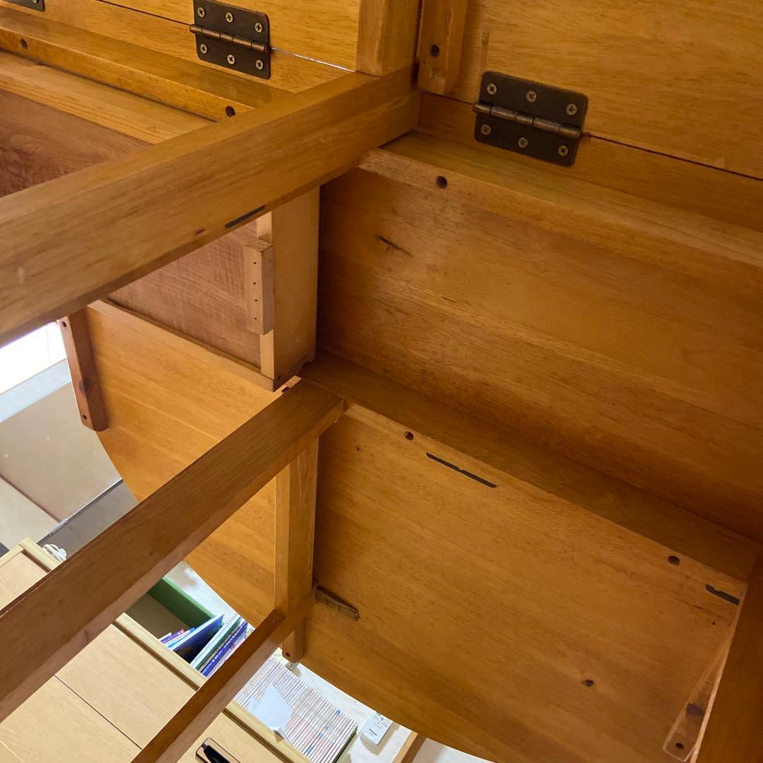 木製 楕円形バタフライダイニングテーブル キャスター付き