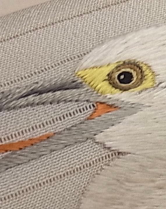 鷺 刺繍QJLLB 特選古美術 正絹夏帯 日本刺繍 アンティーク 九寸名古屋帯