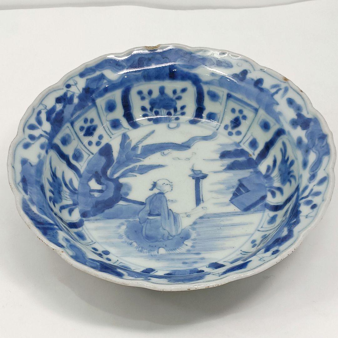 Y552-1 明代 呉祥瑞造 染付 皿 兜鉢 3枚セット RR