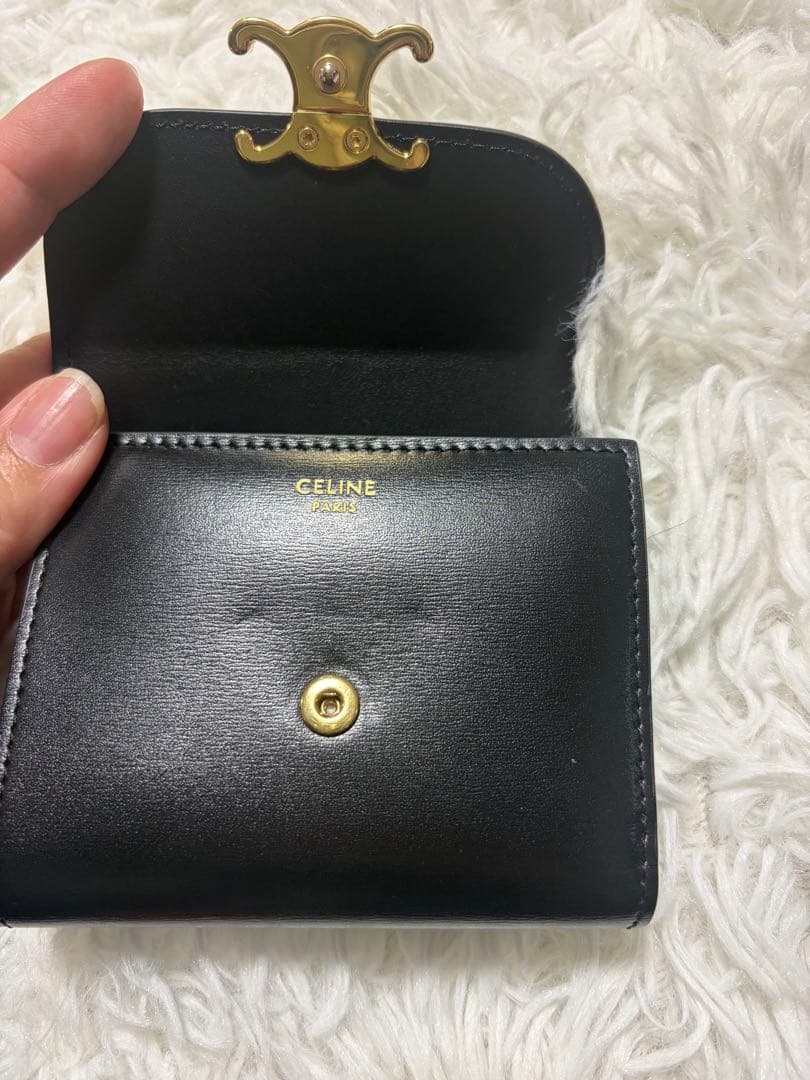 CELINE トリオンフ　ブラック 三つ折り財布　セリーヌ