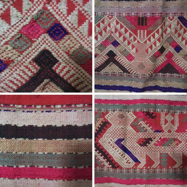 ☆ラオスの刺繍布 70～80年前の古布 21 浮き織り 絣 アンティーク