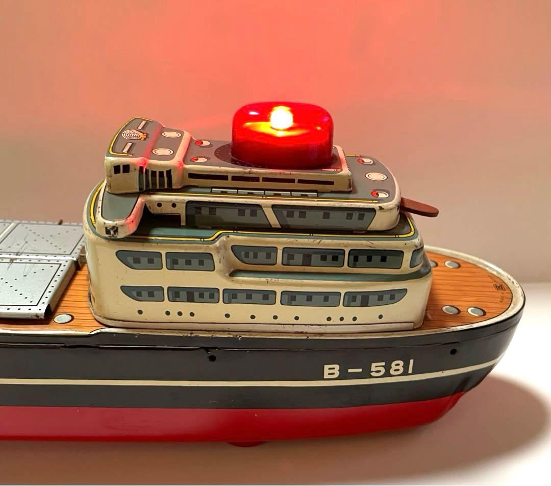 バンダイ 当時物ブリキのおもちゃ【大型クレーン貨物船】S/Sシルバー