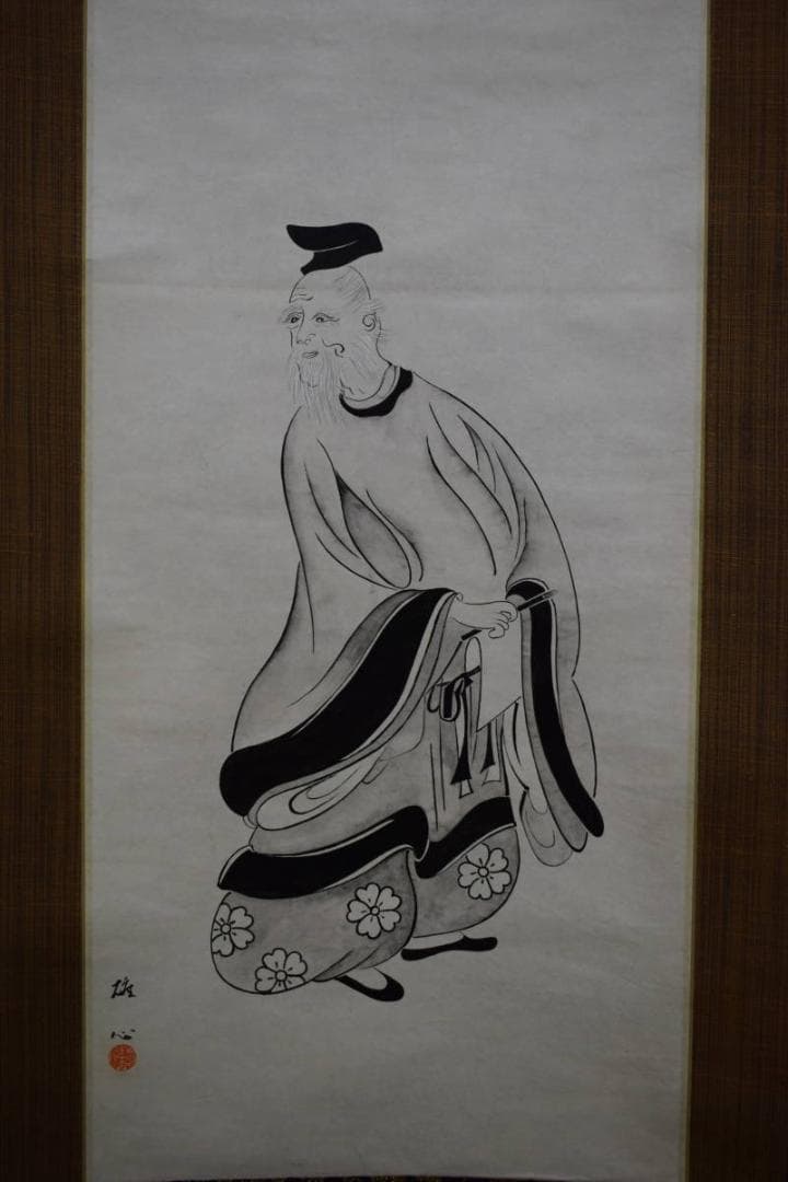 不詳/作者不詳/柿本人麻呂之図/布袋屋掛軸HG-174