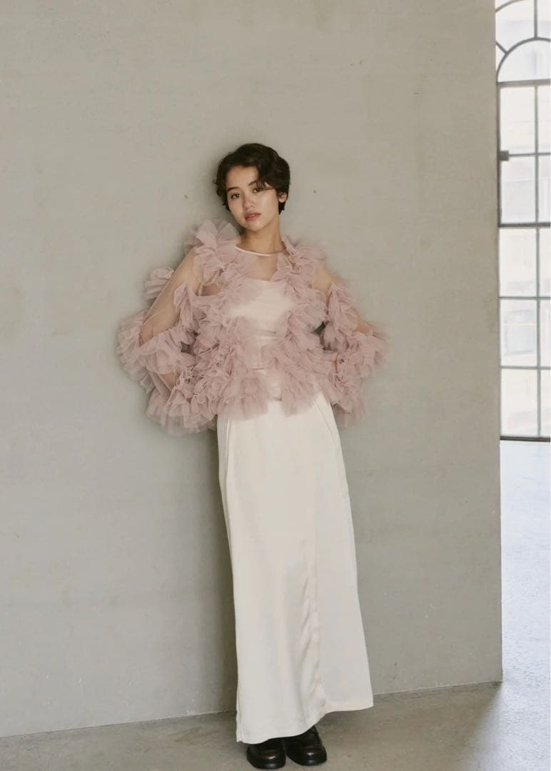 NOTRE emor tulle veil tops ピンク