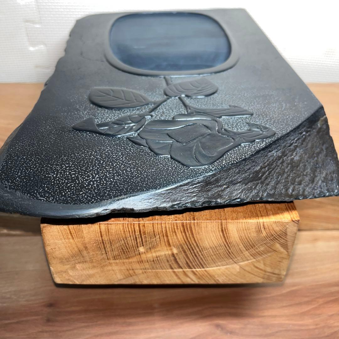 ⭕️雄勝硯 希少 超大型天然硯 伝統工芸士 杉山唐龍斎 椿花葉