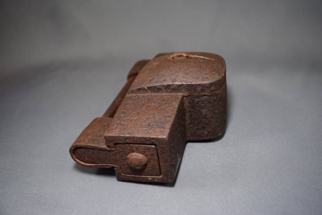 錠前 和錠 因幡錠 在銘 因州住 清久作 6枚バネ 鍵付 江戸時代 アンティーク