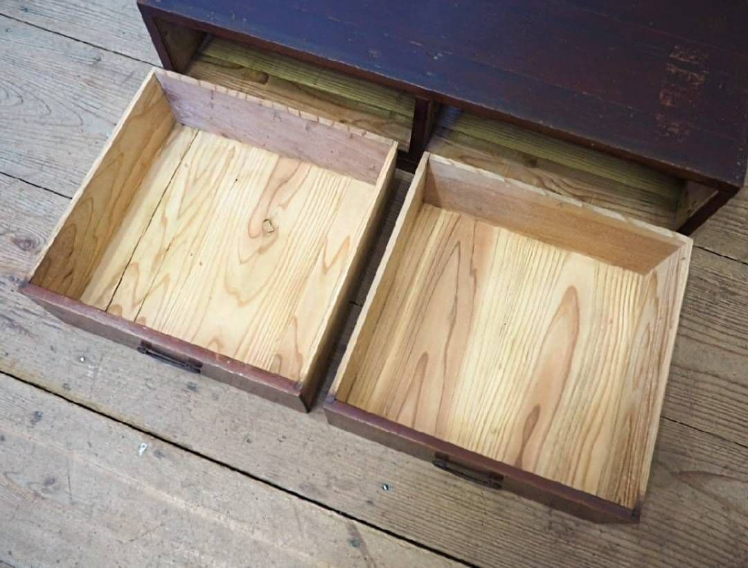 1083 アンティーク 前欅の収納棚 引き出し 陳列台 展示台 置床 レトロ