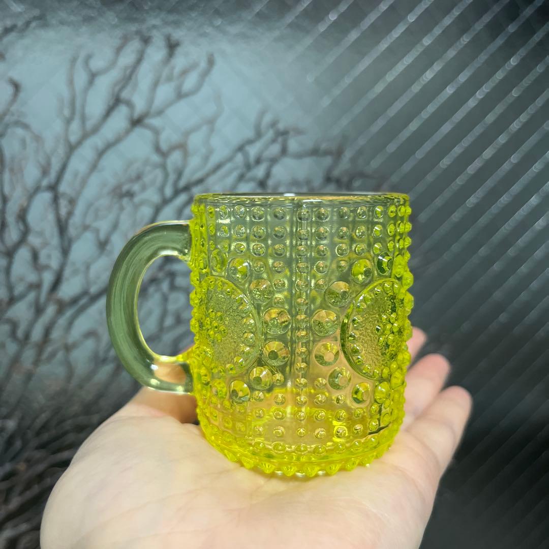 骨董 時代ガラス フィンランド グラッポニア マグカップ ウランガラス