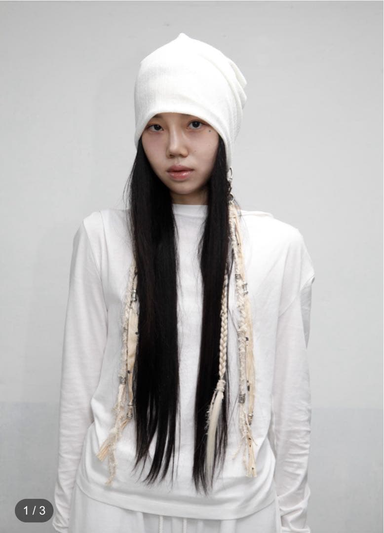 paster studio ビーニー エクステ 白 y2k スタッズ 平成