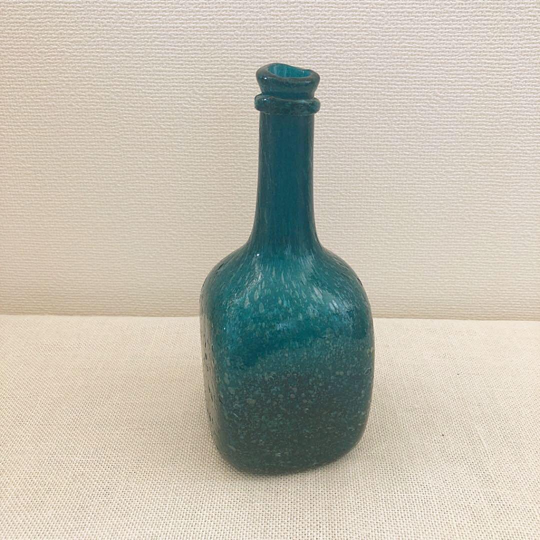 倉敷ガラス 小谷真三 小谷ブルー 吹きガラス 一輪挿し