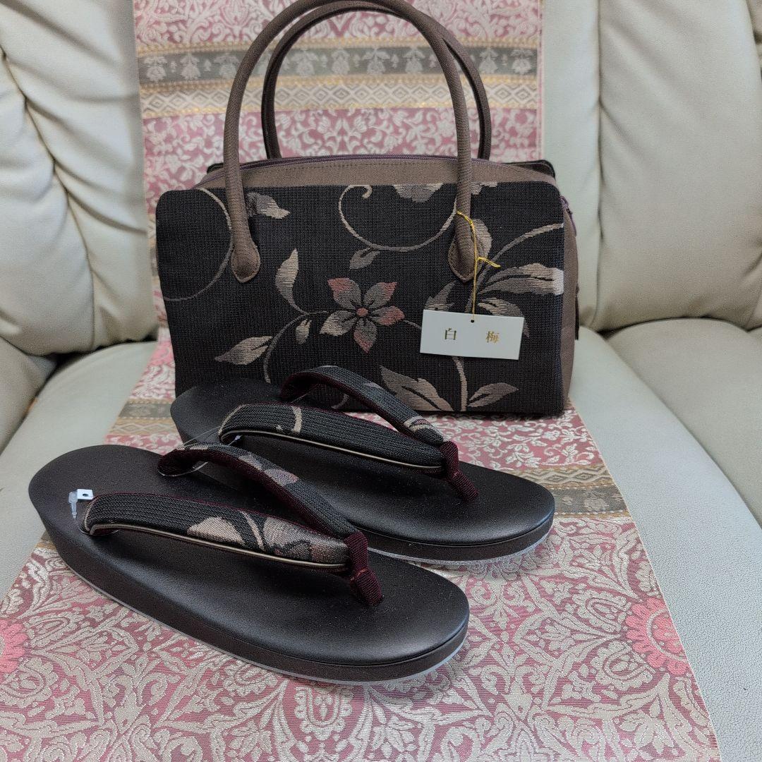 白梅謹製　和装用　利休バック＆草履セット 新品　正絹　箱付