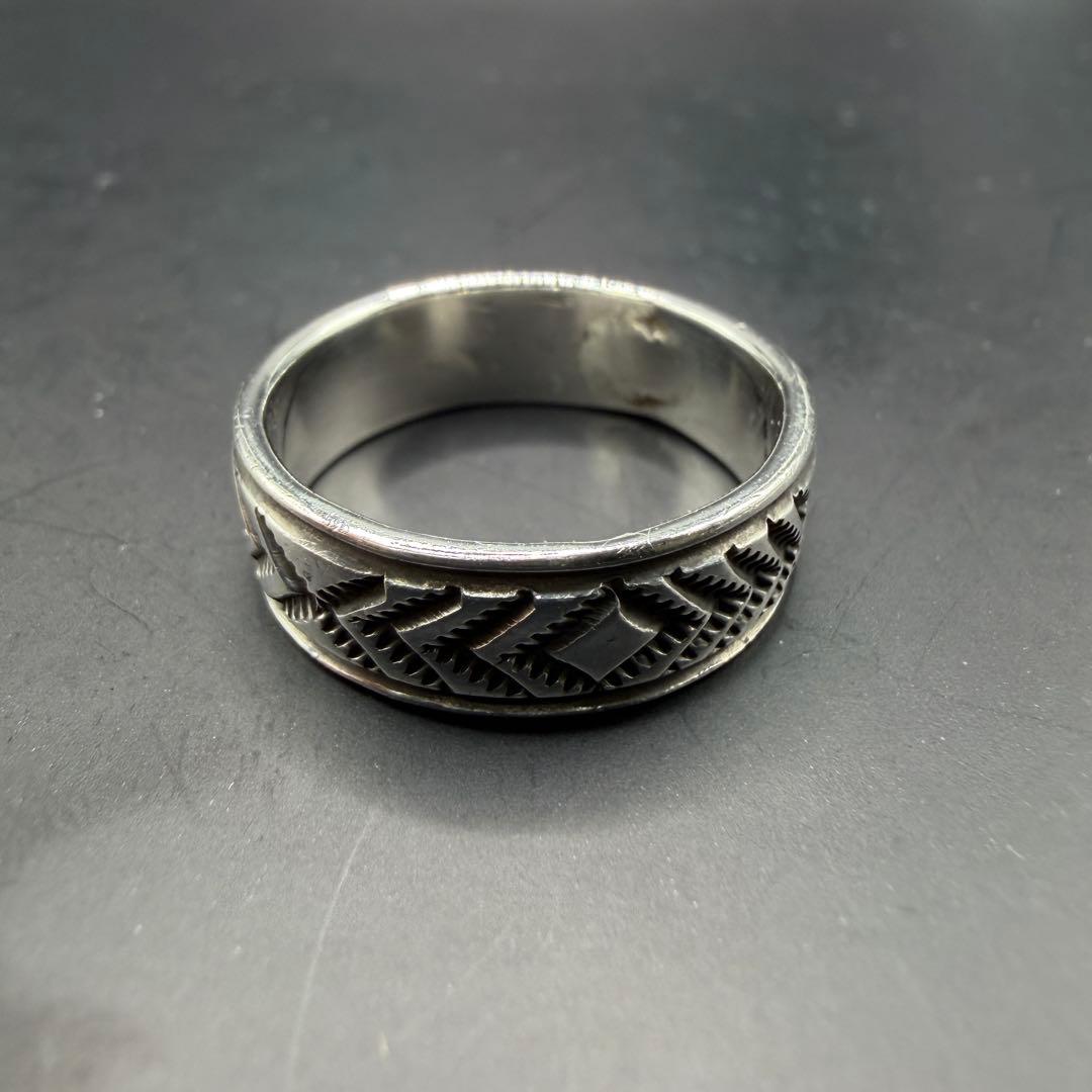 【NAVAJO】D.O. White スタンプワーク シルバーリング 21号