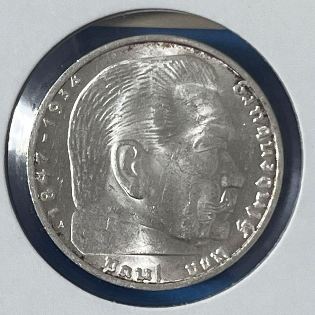 ナチスドイツ 2マルク銀貨 ハーケンクロイツ 1937年 未使用 ドイツ