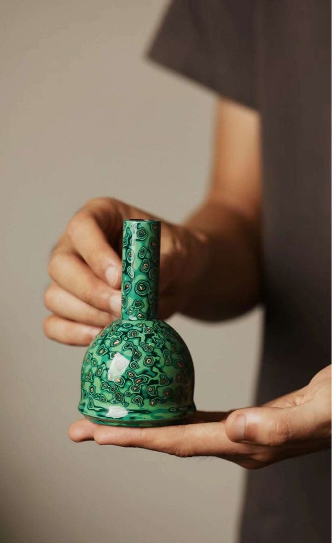 京都小売店」工芸品 花瓶 壺 飾り 緑 漆芸 和
