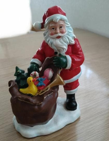 陶器製 サンタクロース 置物 約15cm
