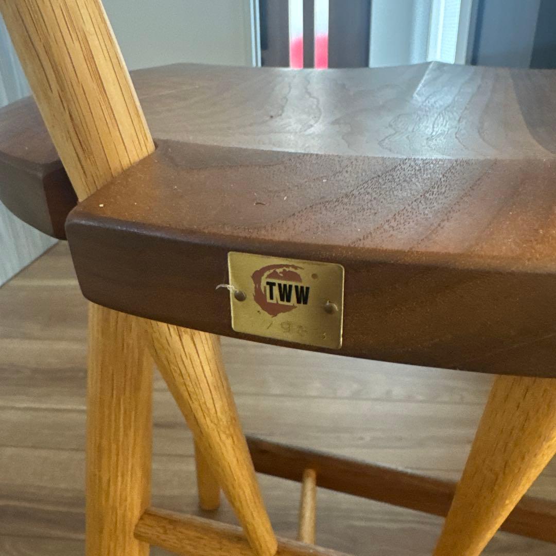 木製スツール 背もたれ付き ブラウン　柏木工　高山wood works TWW