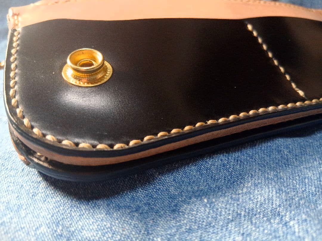 新喜皮革 オイルコードバン トラッカーウォレット ウォレットチェーン付き