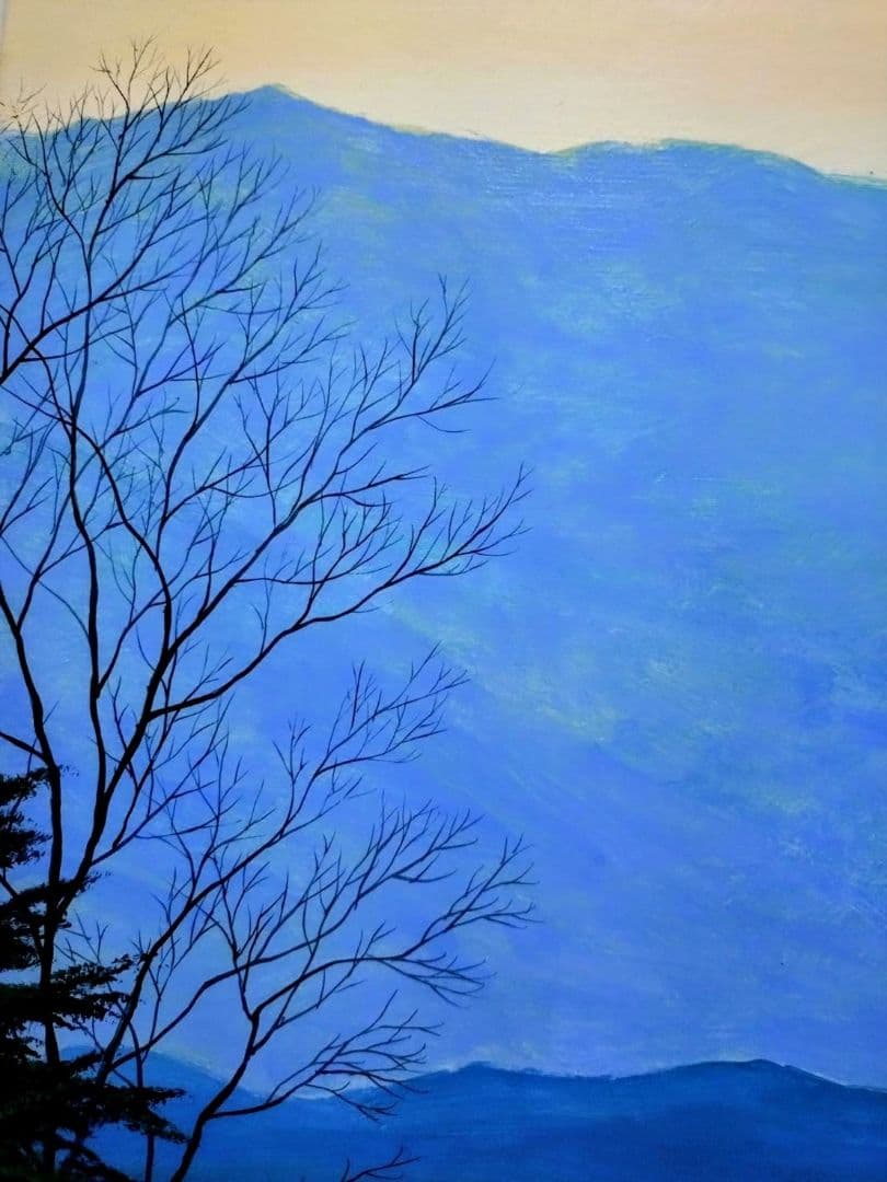 F20号】千住博【曙光】手描き作品/表サイン・共シール/岩彩/油彩/額縁