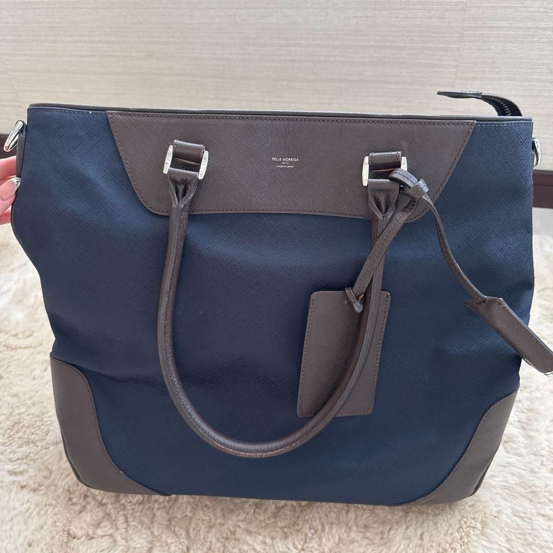 PELLE MORBIDAトートバッグ ネイビー　ペッレモルビダ