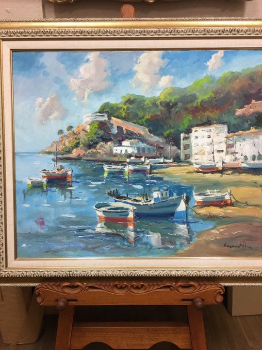 油絵手描きスペインの画家ラザーロッテ　作品油絵カンバスに制作