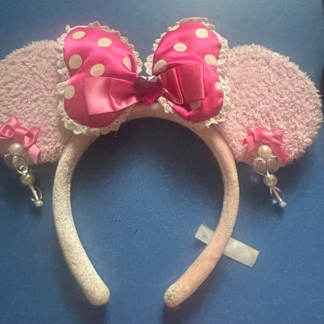 ディズニーカチューシャレースイヤリング水玉ピンクミニー