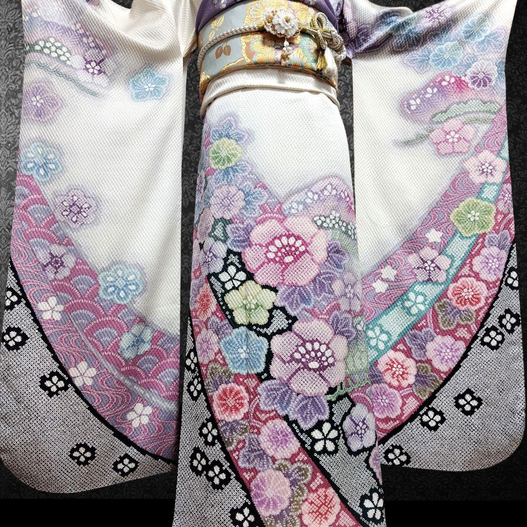 振袖フルセット(7点)・成人式・総絞り・エンボス加工・胴裏正絹・正絹