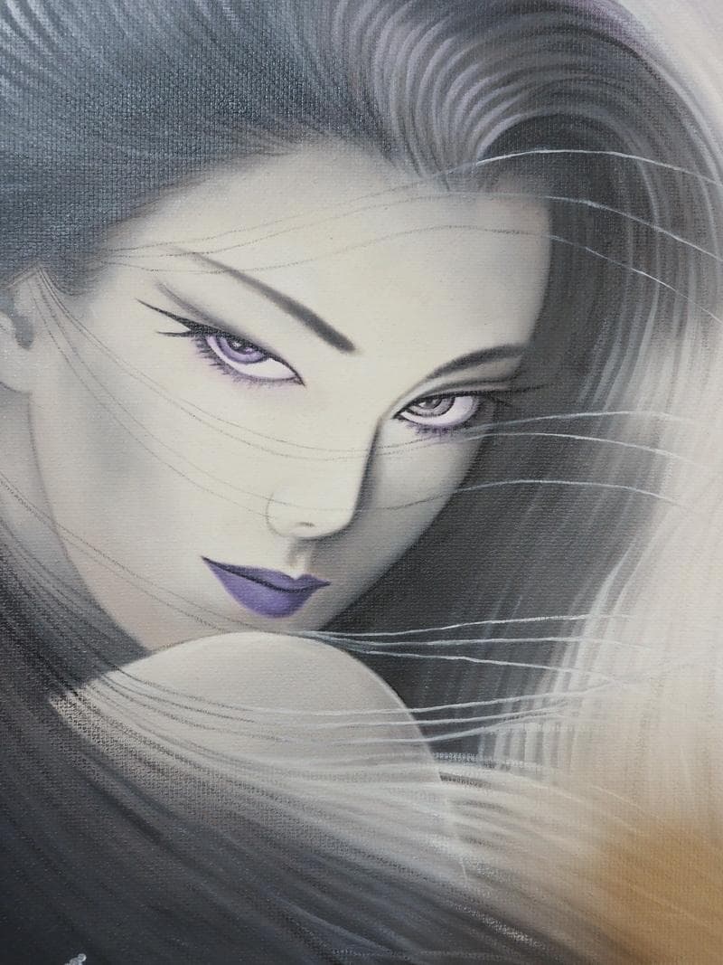 油彩 人物 　鶴田一郎「美人画」 サインF6サイズ額装済み 肉筆手描き