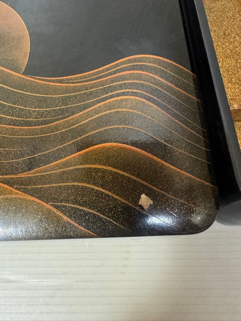 2197   漆器 高級 日本製　沈金日の出鶴　文箱 書類入れ 書類ケース