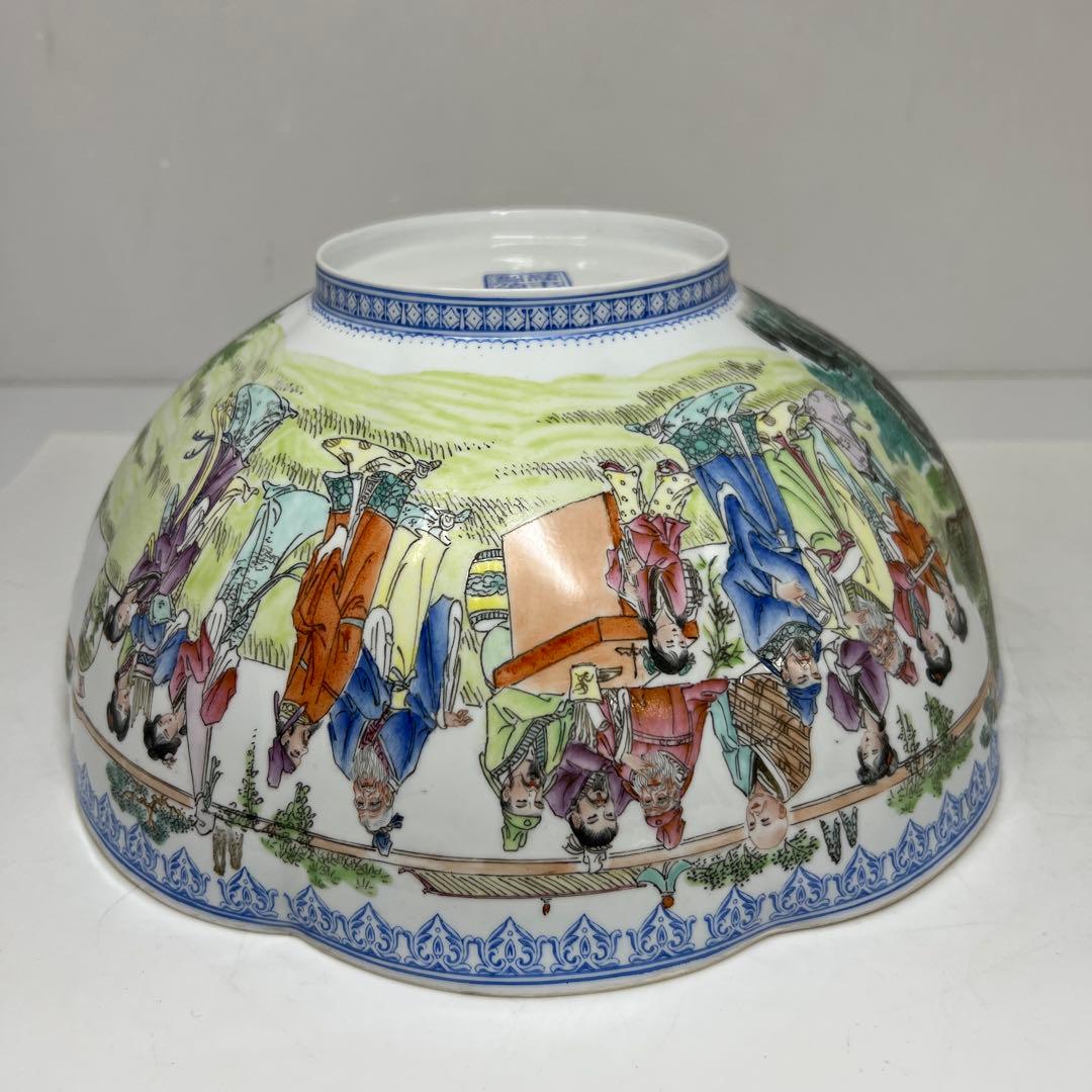 中国清時代乾隆年製白磁胎人物画大鉢27.2㎝東さ7-0525⭐︎2F