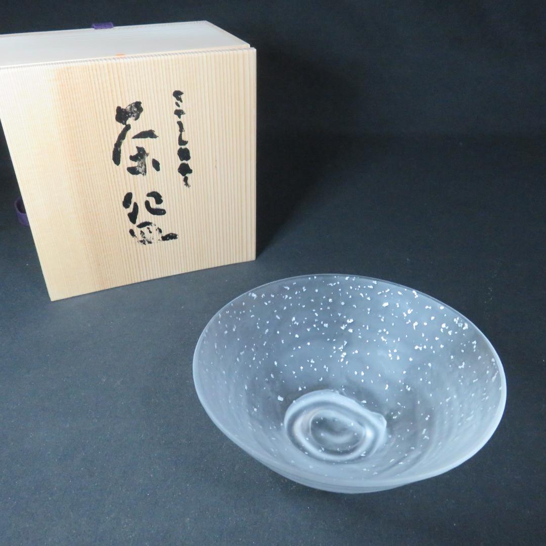 茶碗 ガラス 夏 抹茶碗 茶器 茶道具 木箱 共箱 涼しげ 茶会の通販はau